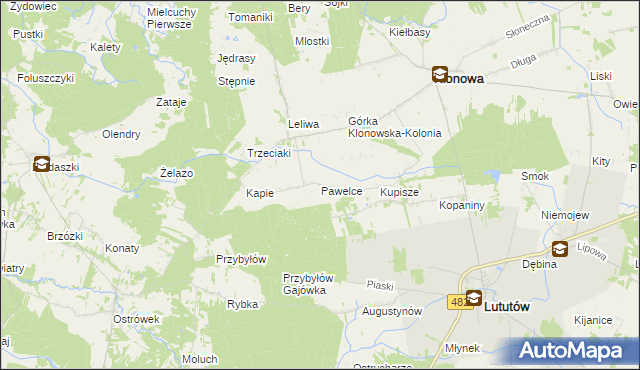 mapa Pawelce, Pawelce na mapie Targeo