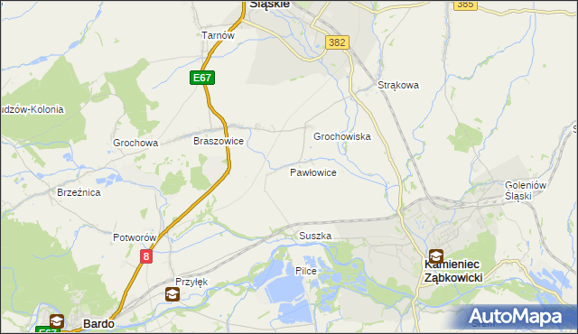 mapa Pawłowice gmina Ząbkowice Śląskie, Pawłowice gmina Ząbkowice Śląskie na mapie Targeo