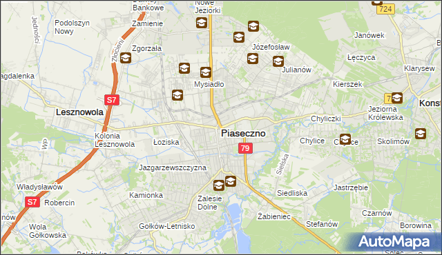 mapa Piaseczno, Piaseczno na mapie Targeo