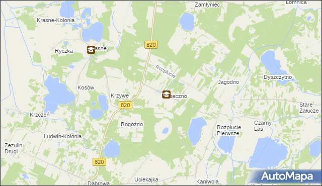 mapa Piaseczno gmina Ludwin, Piaseczno gmina Ludwin na mapie Targeo