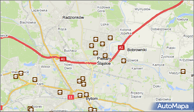 mapa Piekary Śląskie, Piekary Śląskie na mapie Targeo