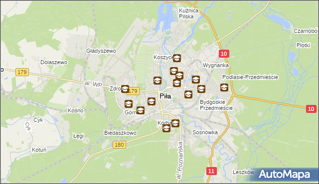 mapa Piły, Piła na mapie Targeo