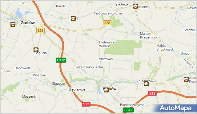 mapa Piotrawin gmina Jastków, Piotrawin gmina Jastków na mapie Targeo
