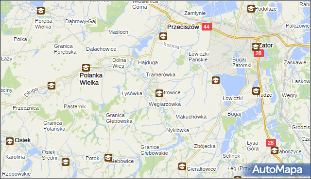 mapa Piotrowice gmina Przeciszów, Piotrowice gmina Przeciszów na mapie Targeo