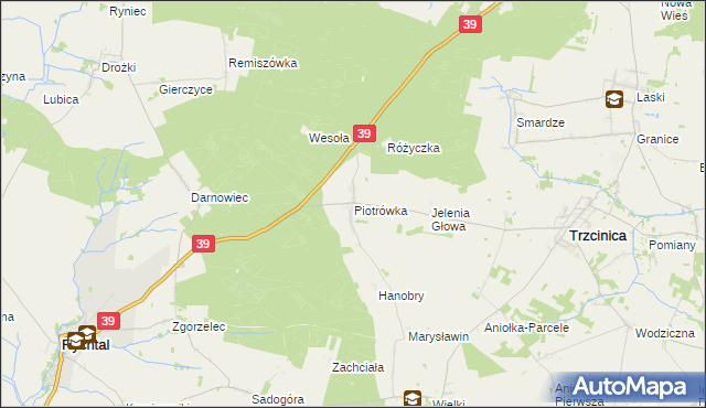 mapa Piotrówka gmina Trzcinica, Piotrówka gmina Trzcinica na mapie Targeo