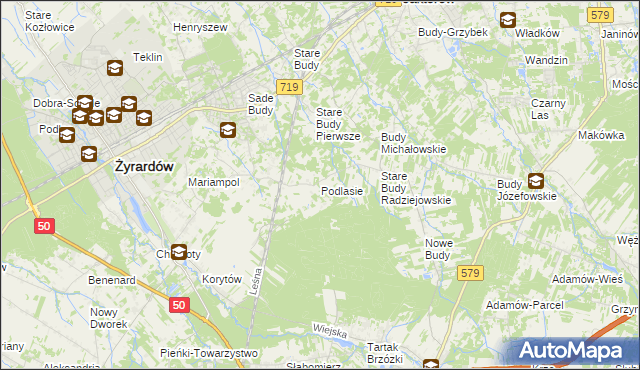 mapa Podlasie gmina Radziejowice, Podlasie gmina Radziejowice na mapie Targeo