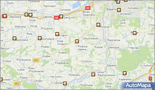 mapa Polanka Hallera, Polanka Hallera na mapie Targeo