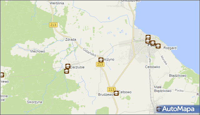 mapa Połczyno gmina Puck, Połczyno gmina Puck na mapie Targeo