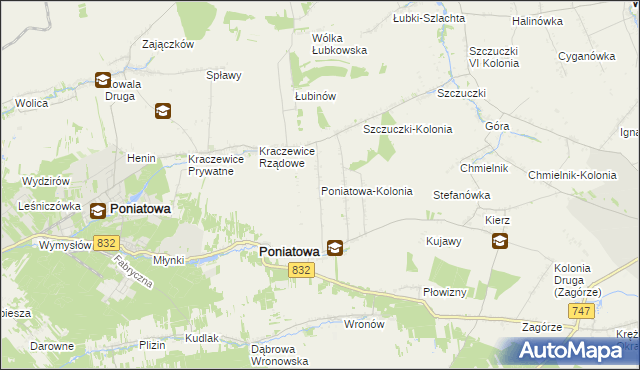 mapa Poniatowa-Kolonia, Poniatowa-Kolonia na mapie Targeo