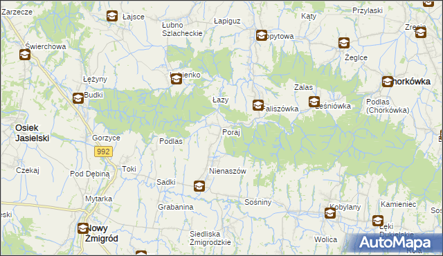 mapa Poraj gmina Chorkówka, Poraj gmina Chorkówka na mapie Targeo