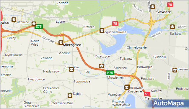 mapa Przeczyce, Przeczyce na mapie Targeo