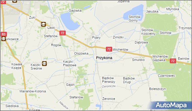 mapa Przykona, Przykona na mapie Targeo