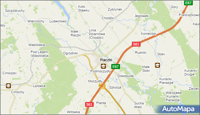 mapa Raczki powiat suwalski, Raczki powiat suwalski na mapie Targeo