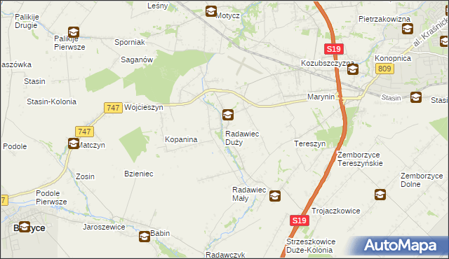 mapa Radawiec Duży, Radawiec Duży na mapie Targeo