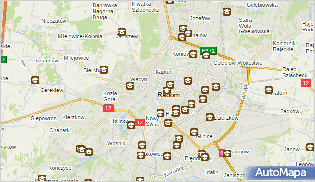 mapa Radomia, Radom na mapie Targeo