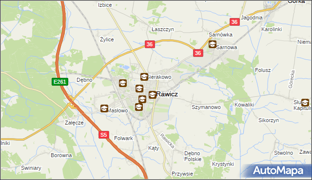 mapa Rawicz, Rawicz na mapie Targeo
