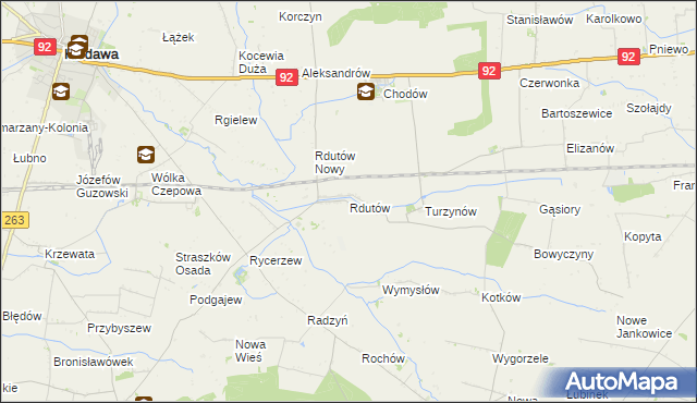 mapa Rdutów gmina Chodów, Rdutów gmina Chodów na mapie Targeo