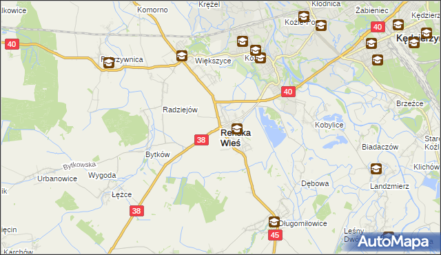 mapa Reńska Wieś powiat kędzierzyńsko-kozielski, Reńska Wieś powiat kędzierzyńsko-kozielski na mapie Targeo
