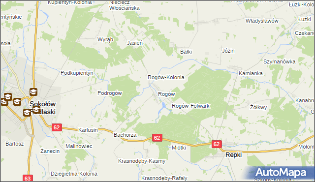 mapa Rogów gmina Repki, Rogów gmina Repki na mapie Targeo
