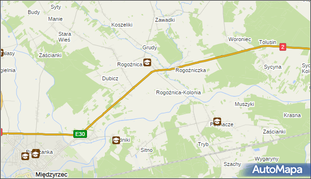 mapa Rogoźnica-Kolonia, Rogoźnica-Kolonia na mapie Targeo
