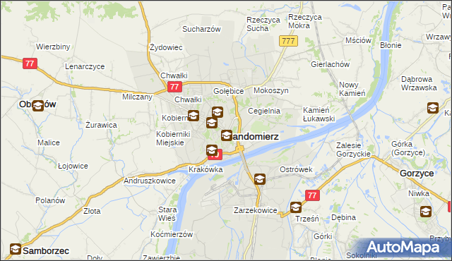mapa Sandomierza, Sandomierz na mapie Targeo