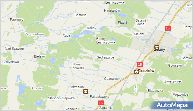 mapa Sędraszyce, Sędraszyce na mapie Targeo