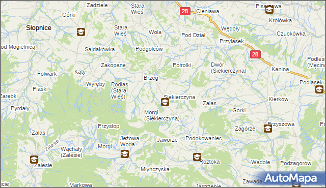 mapa Siekierczyna gmina Limanowa, Siekierczyna gmina Limanowa na mapie Targeo