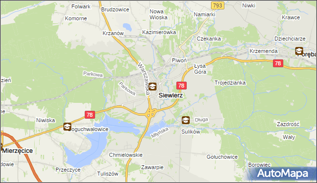 mapa Siewierz, Siewierz na mapie Targeo