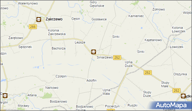 mapa Siniarzewo, Siniarzewo na mapie Targeo