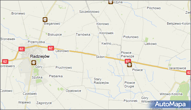 mapa Skibin gmina Radziejów, Skibin gmina Radziejów na mapie Targeo