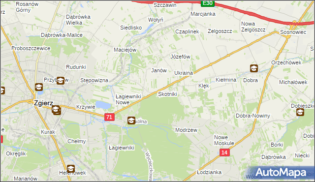 mapa Skotniki gmina Zgierz, Skotniki gmina Zgierz na mapie Targeo