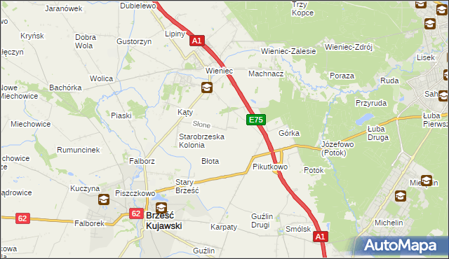 mapa Słone gmina Brześć Kujawski, Słone gmina Brześć Kujawski na mapie Targeo