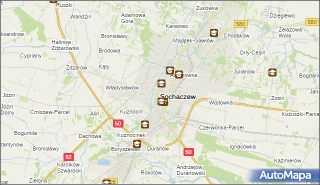 mapa Sochaczew, Sochaczew na mapie Targeo