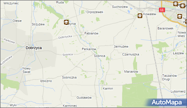 mapa Sośnica gmina Dobrzyca, Sośnica gmina Dobrzyca na mapie Targeo