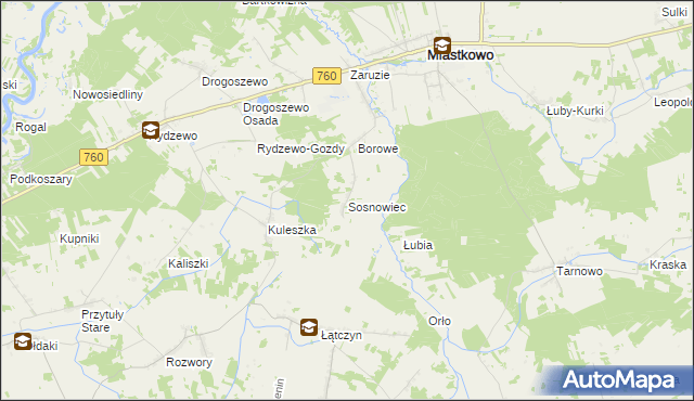 mapa Sosnowiec gmina Miastkowo, Sosnowiec gmina Miastkowo na mapie Targeo