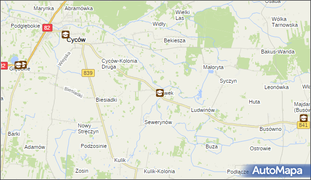 mapa Stawek gmina Cyców, Stawek gmina Cyców na mapie Targeo