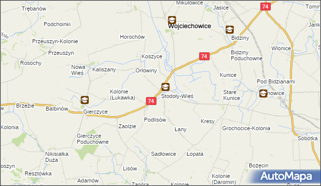 mapa Stodoły-Wieś, Stodoły-Wieś na mapie Targeo