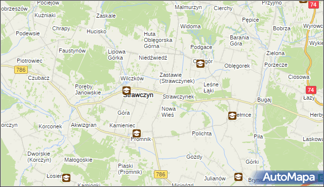 mapa Strawczynek, Strawczynek na mapie Targeo