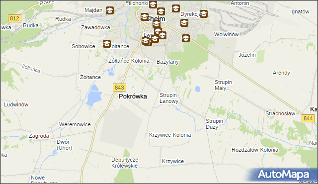 mapa Strupin Łanowy, Strupin Łanowy na mapie Targeo