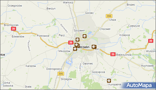mapa Strzelin, Strzelin na mapie Targeo