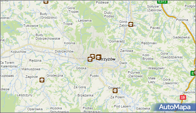 mapa Strzyżów, Strzyżów na mapie Targeo