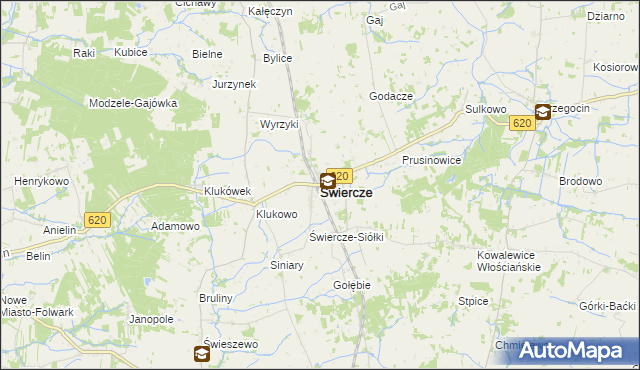 mapa Świercze powiat pułtuski, Świercze powiat pułtuski na mapie Targeo