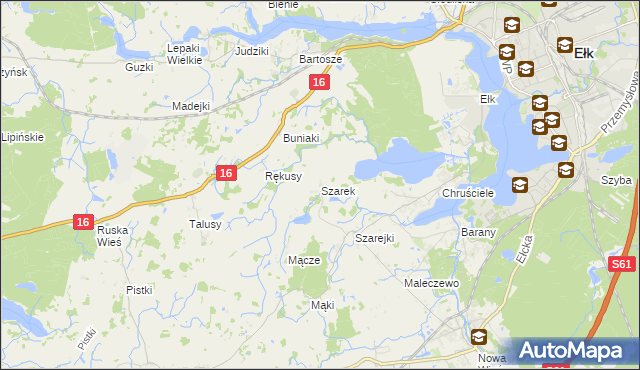 mapa Szarek gmina Ełk, Szarek gmina Ełk na mapie Targeo