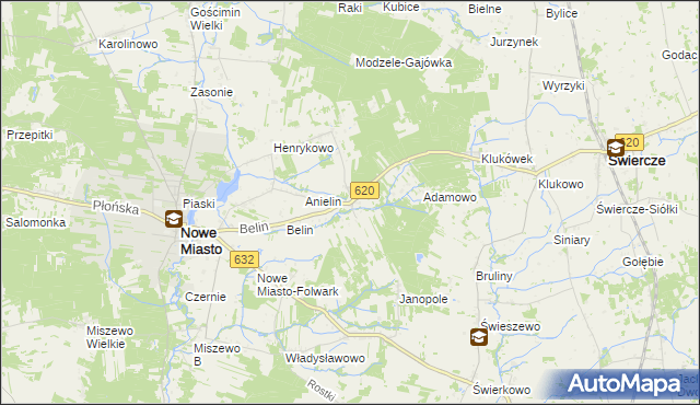 mapa Szczawin gmina Nowe Miasto, Szczawin gmina Nowe Miasto na mapie Targeo