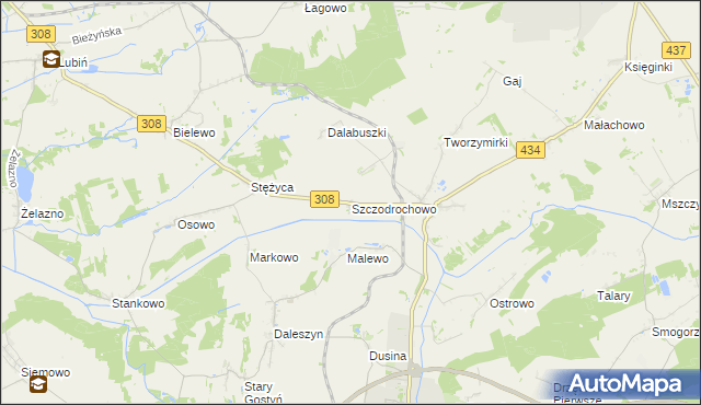 mapa Szczodrochowo gmina Gostyń, Szczodrochowo gmina Gostyń na mapie Targeo