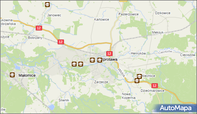 mapa Szprotawa, Szprotawa na mapie Targeo