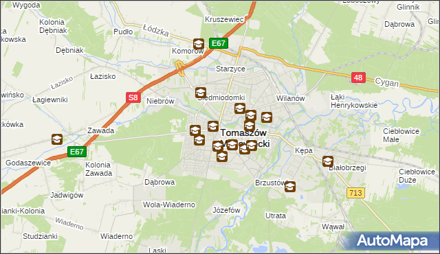 mapa Tomaszów Mazowiecki, Tomaszów Mazowiecki na mapie Targeo