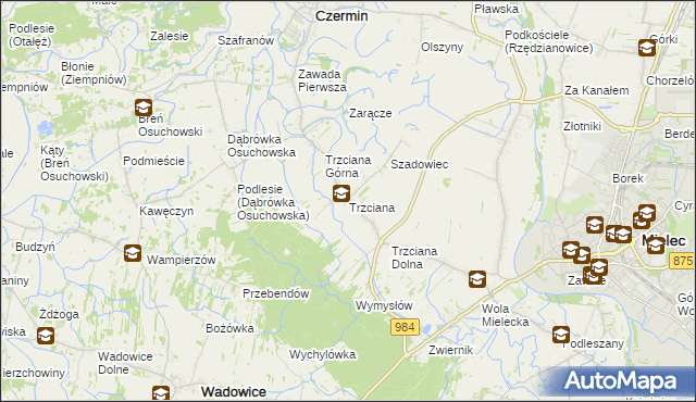 mapa Trzciana gmina Czermin, Trzciana gmina Czermin na mapie Targeo