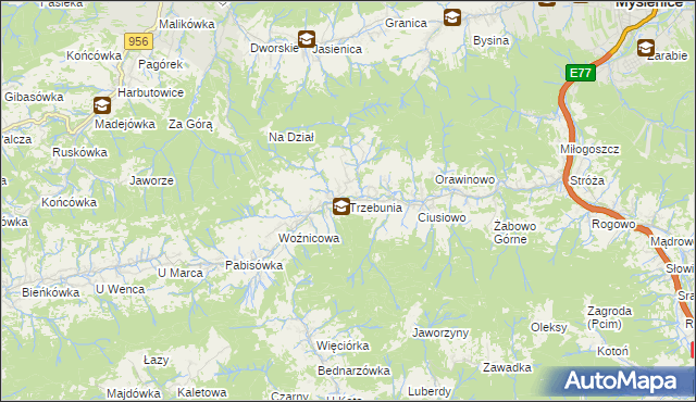 mapa Trzebunia, Trzebunia na mapie Targeo