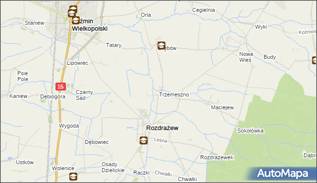 mapa Trzemeszno gmina Rozdrażew, Trzemeszno gmina Rozdrażew na mapie Targeo